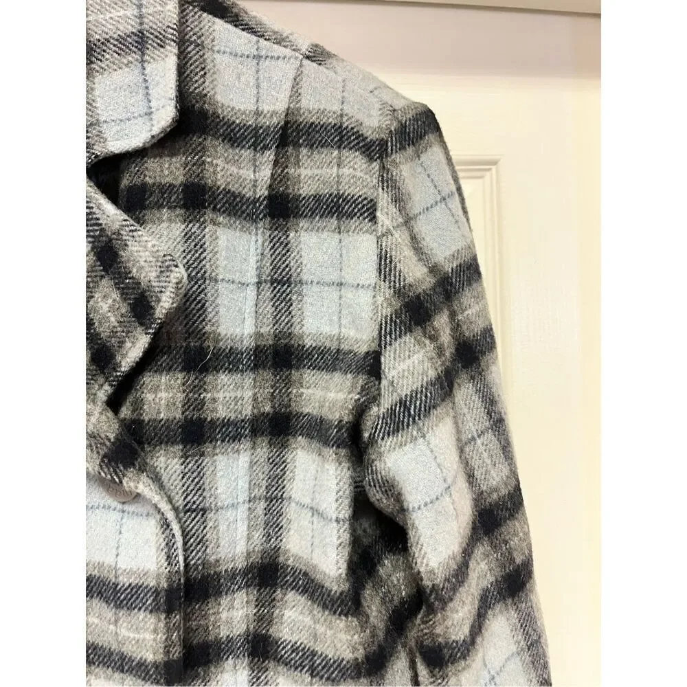 Mudd Y2K Light Blue Plaid Pea Coat sz M 12/14 EUC